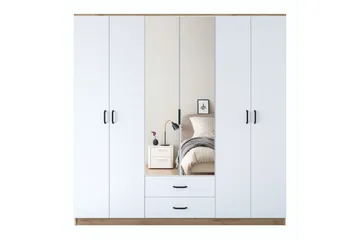 Caturai Garderob med Spegel - Valnöt/Vit - Förvaring - Garderober & garderobssystem