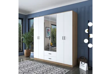 Caturai Garderob med Spegel - Valnöt/Vit - Förvaring - Garderober & garderobssystem