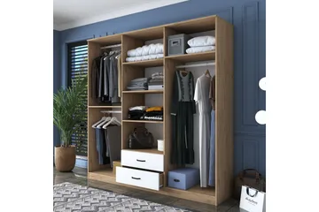 Caturai Garderob med Spegel - Valnöt/Vit - Förvaring - Garderober & garderobssystem