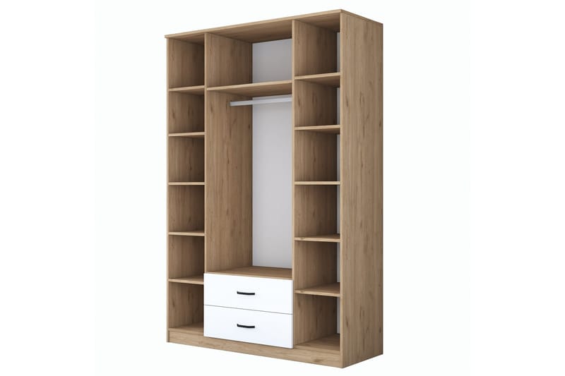 Caturai Garderob med Spegel - Valnöt/Vit - Förvaring - Garderober & garderobssystem