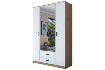 Caturai Garderob med Spegel - Valnöt/Vit - Förvaring - Garderober & garderobssystem