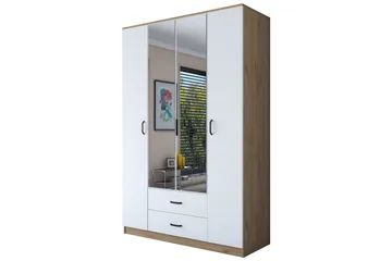 Caturai Garderob med Spegel - Valnöt/Vit - Förvaring - Garderober & garderobssystem