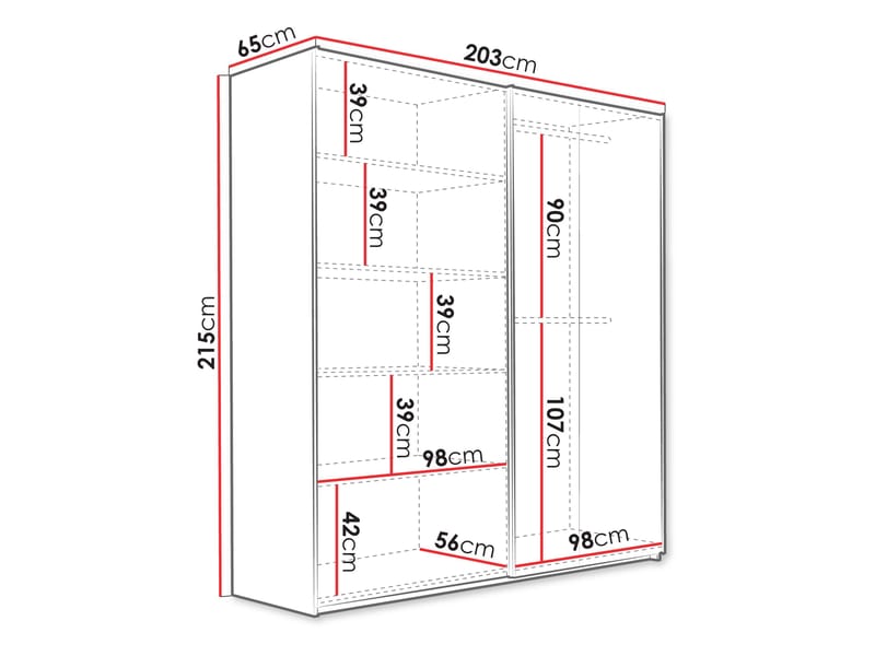 Ceyris Garderob med Spegel 203 cm - Förvaring - Garderober & garderobssystem