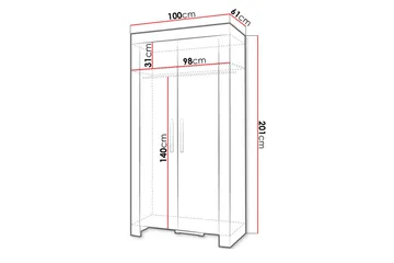 Cezar Garderob 100x60x201 cm Ek - Förvaring - Garderober & garderobssystem