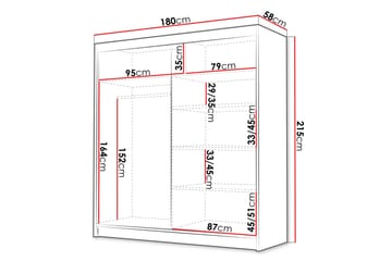 Chavez Garderob 180x215 cm - Vit/Svart - Förvaring - Garderober & garderobssystem