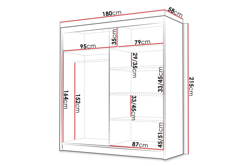 Chavez Garderob 180x215 cm - Vit/Svart - Förvaring - Garderober & garderobssystem