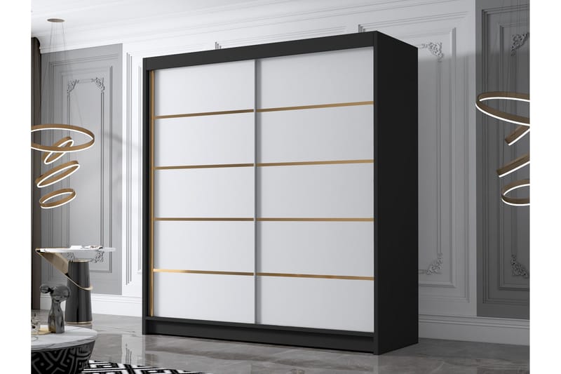 Chavez Garderob 180x215 cm - Vit/Svart - Förvaring - Garderober & garderobssystem