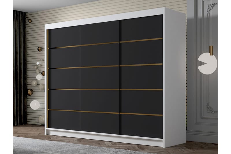 Cinerea Garderob 250x215 cm - Svart/Vit - Förvaring - Garderober & garderobssystem