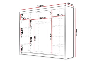 Cinerea Garderob 250x215 cm - Svart/Vit - Förvaring - Garderober & garderobssystem