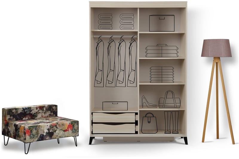 Comfortale Garderob 120 cm i Trä med Glasdörr - Beige - Förvaring - Garderober & garderobssystem