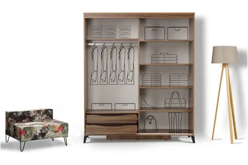 Comfortale Garderob 170 - Valnöt - Förvaring - Garderober & garderobssystem