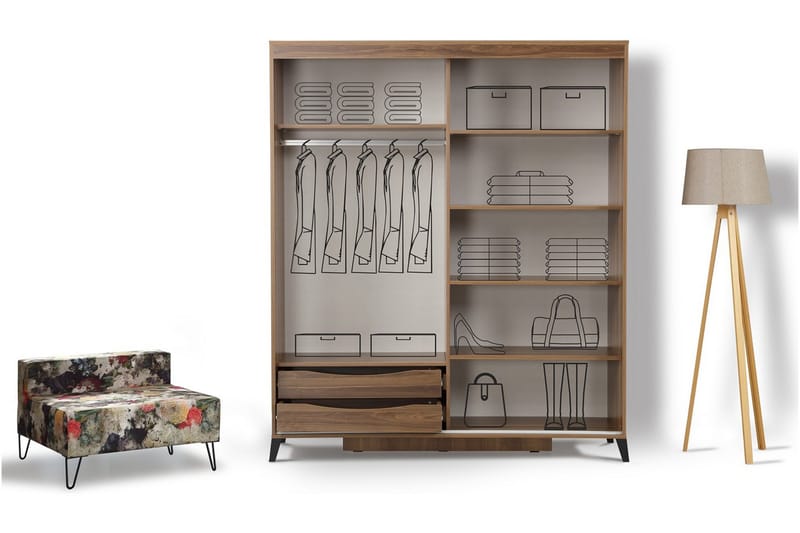 Comfortale Garderob 170 - Valnöt - Förvaring - Garderober & garderobssystem