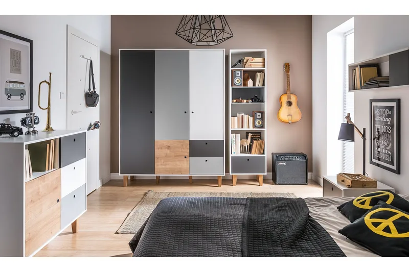 Concept Garderob Vit/Mörkgrå/Blå - VOX - Förvaring - Garderober & garderobssystem