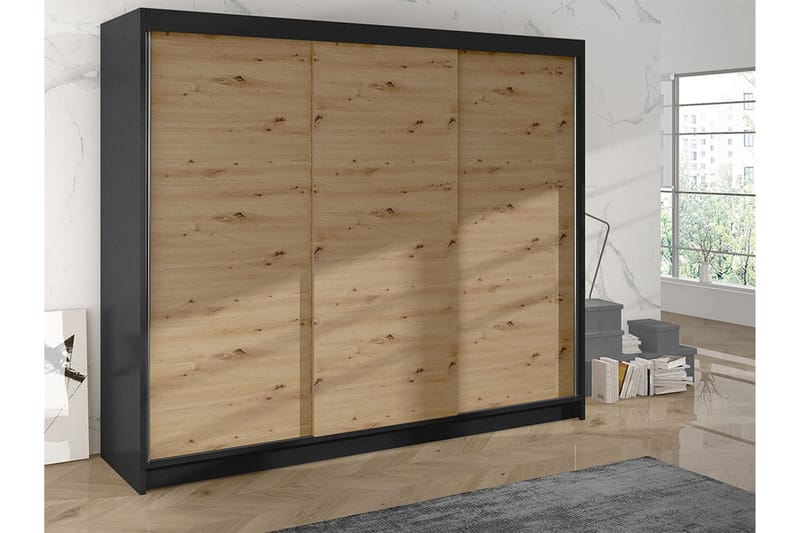Cyria Garderob 200x215 cm - Brun/Svart - Förvaring - Garderober & garderobssystem