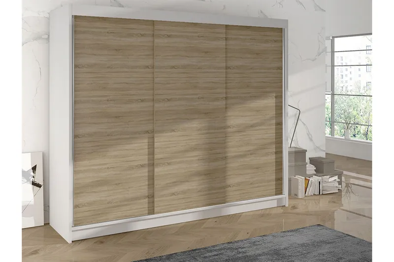 Cyria Garderob 200x215 cm - Brun/Vit - Förvaring - Garderober & garderobssystem