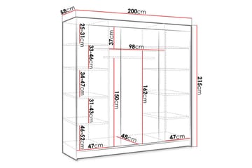 Cyria Garderob 200x215 cm - Vit/Svart - Förvaring - Garderober & garderobssystem