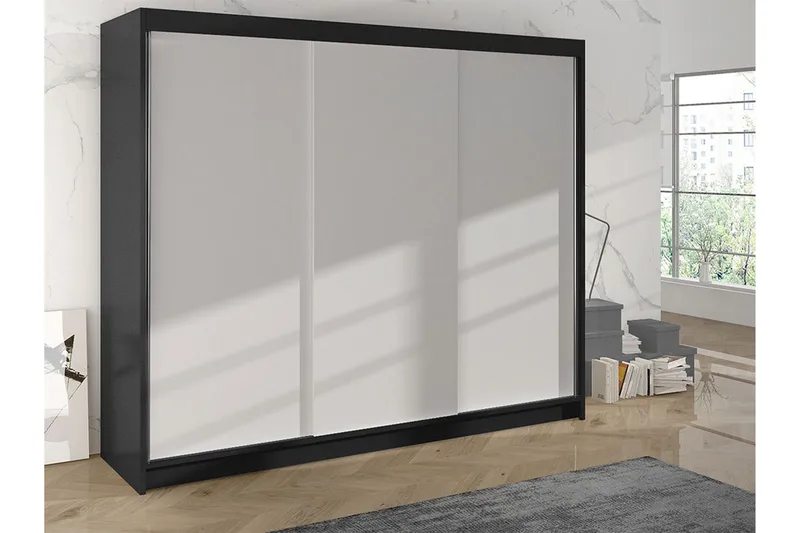 Cyria Garderob 200x215 cm - Vit/Svart - Förvaring - Garderober & garderobssystem