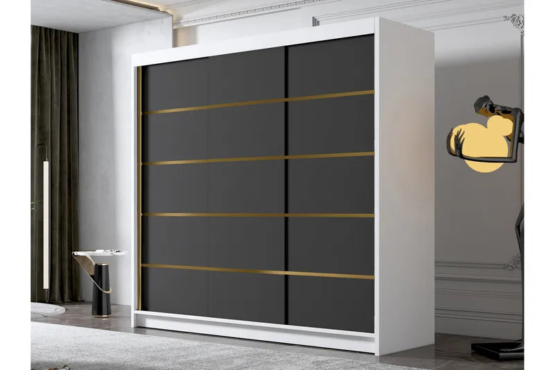 Dianna Garderob 200x215 cm - Svart/Vit - Förvaring - Garderober & garderobssystem