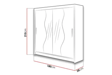 Douglas Garderob 180x57x215 cm - Svart|Spegel|Led-Belysning - Förvaring - Garderober & garderobssystem