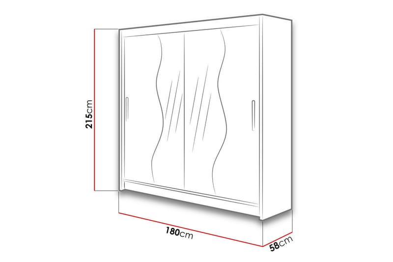 Douglas Garderob 180x57x215 cm - Svart|Spegel|Led-Belysning - Förvaring - Garderober & garderobssystem