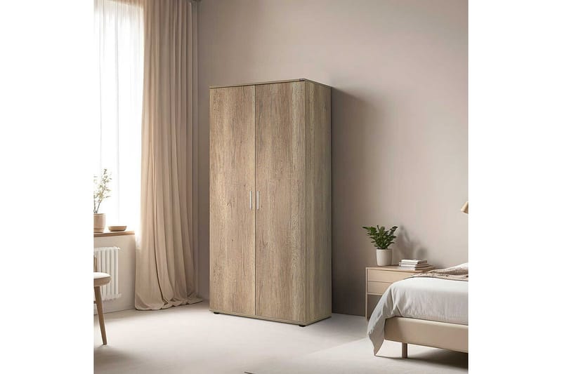 Drelmar Garderob 80x187 cm - Ljusbrun - Förvaring - Garderober & garderobssystem