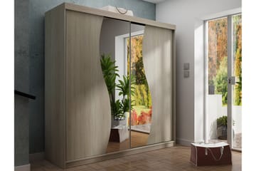 Dunkra Garderob med Spegel LED-belysning Blå 200 cm Båge - Sonomaek - Förvaring - Garderober & garderobssystem