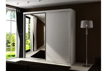 Dunkra Garderob med Spegel LED-belysning RGB 200 cm - Vit - Förvaring - Garderober & garderobssystem