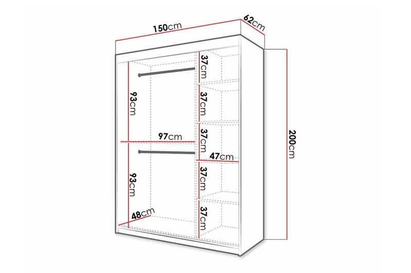 Dunvegan Garderob 150 cm i Målat Trä - Vit - Förvaring - Garderober & garderobssystem