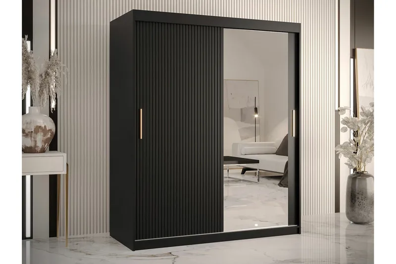 Dunvegan Garderob m. Spegel - Svart - Förvaring - Garderober & garderobssystem