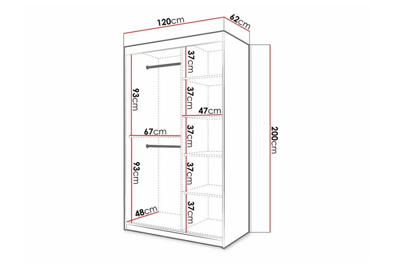 Dunvegan Garderob m. Spegel - Svart - Förvaring - Garderober & garderobssystem