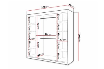 Dunvegan Garderob med Spegel 200 cm i Målat Trä med Glasdetaljer - Vit - Förvaring - Garderober & garderobssystem