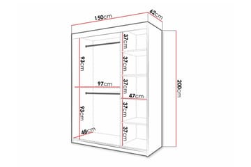 Dunvegan Garderob med Spegel i Trä med Glasdetaljer - Vit - Förvaring - Garderober & garderobssystem