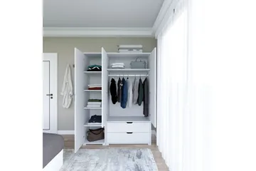 Durusu Garderob 130x183 cm - Vit - Förvaring - Garderober & garderobssystem