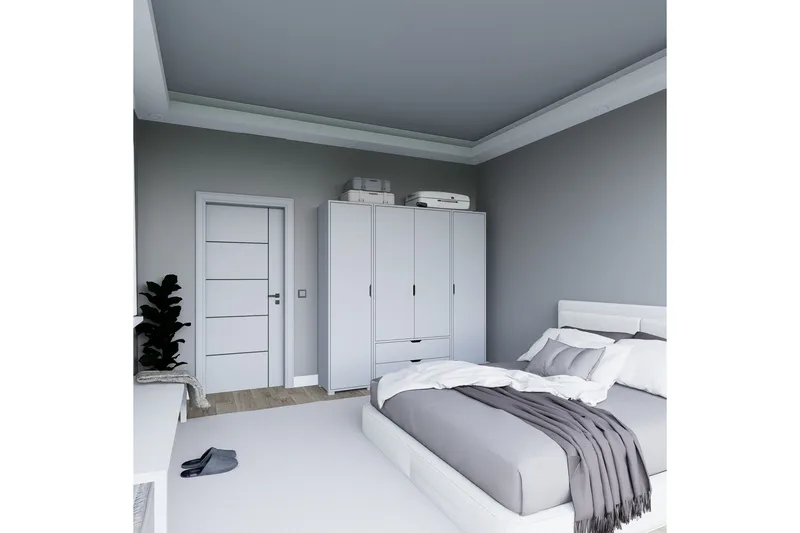 Durusu Garderob 170x183 cm - Mattvit - Förvaring - Garderober & garderobssystem