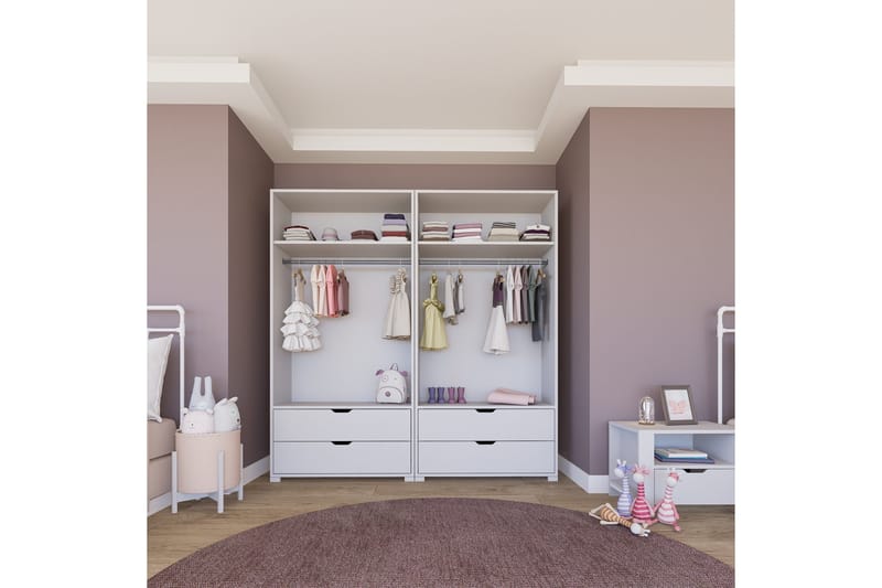 Durusu Garderob 180x183 cm - Mattvit - Förvaring - Garderober & garderobssystem