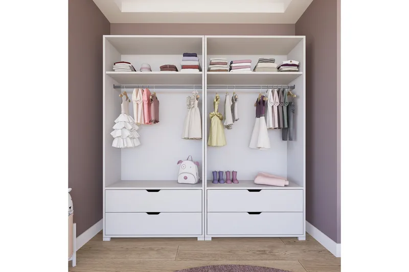 Durusu Garderob 180x183 cm - Mattvit - Förvaring - Garderober & garderobssystem