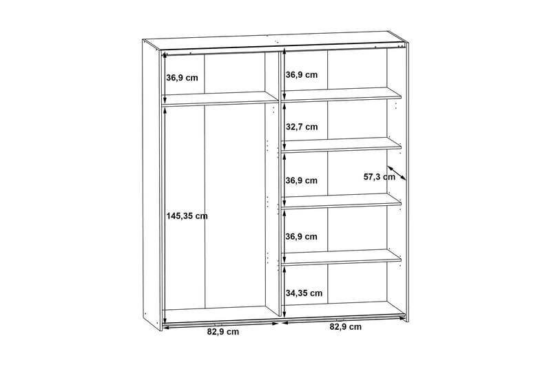 Edessa Garderob 170 cm i Målat Trä - Grå - Förvaring - Garderober & garderobssystem