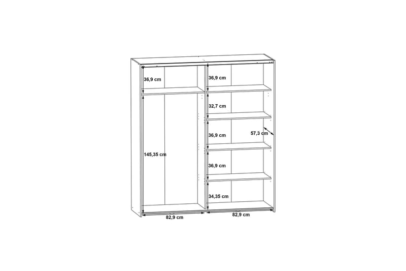 Edessa Garderob 62x171 cm - Mörkgrå - Förvaring - Garderober & garderobssystem