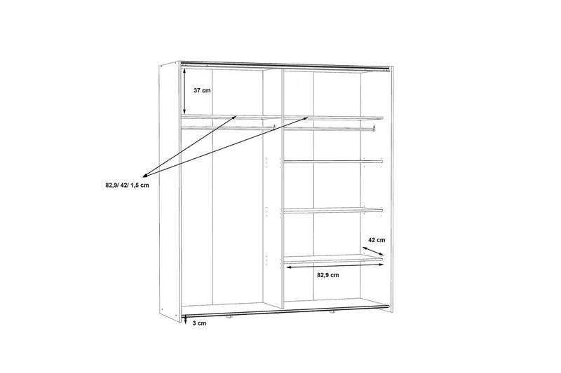 Edessa Rektangulär Garderob med Skjutdörrar 62x171 cm i Trä - Vit - Förvaring - Garderober & garderobssystem