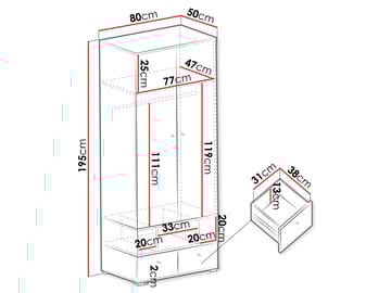 Edson Garderob 80 cm - Förvaring - Garderober & garderobssystem