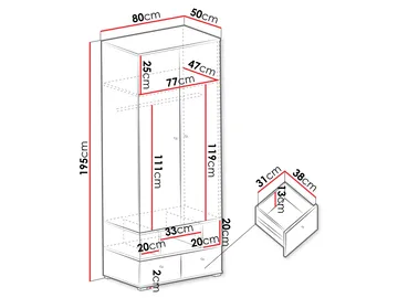 Edson Garderob 80 cm - Förvaring - Garderober & garderobssystem
