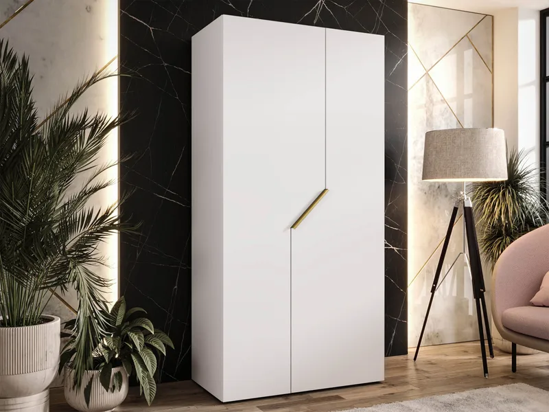 Eikra Garderob 100 cm - Vit, guld - Förvaring - Garderober & garderobssystem
