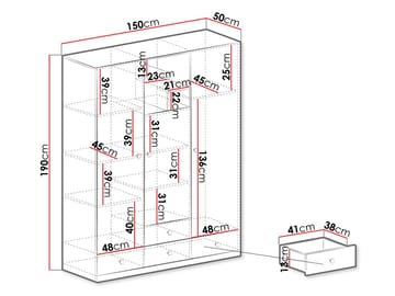 Elvaren Garderob 150 cm med Lådor i Målat Trä - Svart|Vit - Förvaring - Garderober & garderobssystem