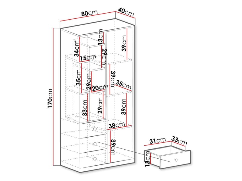 Elvaren Garderob 80 cm med öppna hyllor - Förvaring - Garderober & garderobssystem