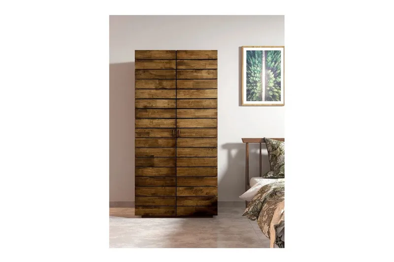 Elvric Garderob 90x187 cm - Brun - Förvaring - Garderober & garderobssystem