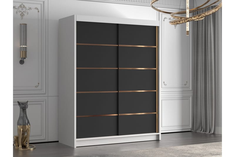 Emet Garderob 150x200 cm - Svart/Vit - Förvaring - Garderober & garderobssystem