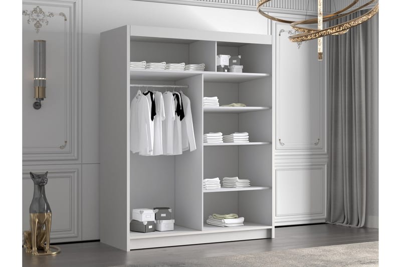Emet Garderob 150x200 cm - Vit/Svart - Förvaring - Garderober & garderobssystem
