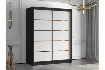 Emet Garderob 150x200 cm - Vit/Svart - Förvaring - Garderober & garderobssystem