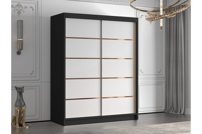 Emet Garderob 150x200 cm - Vit/Svart - Förvaring - Garderober & garderobssystem