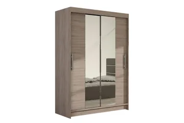 Estella Garderob 120 cm Skjutdörrar Smal Spegel - Ek/Tryffel/Spegel - Förvaring - Garderober & garderobssystem